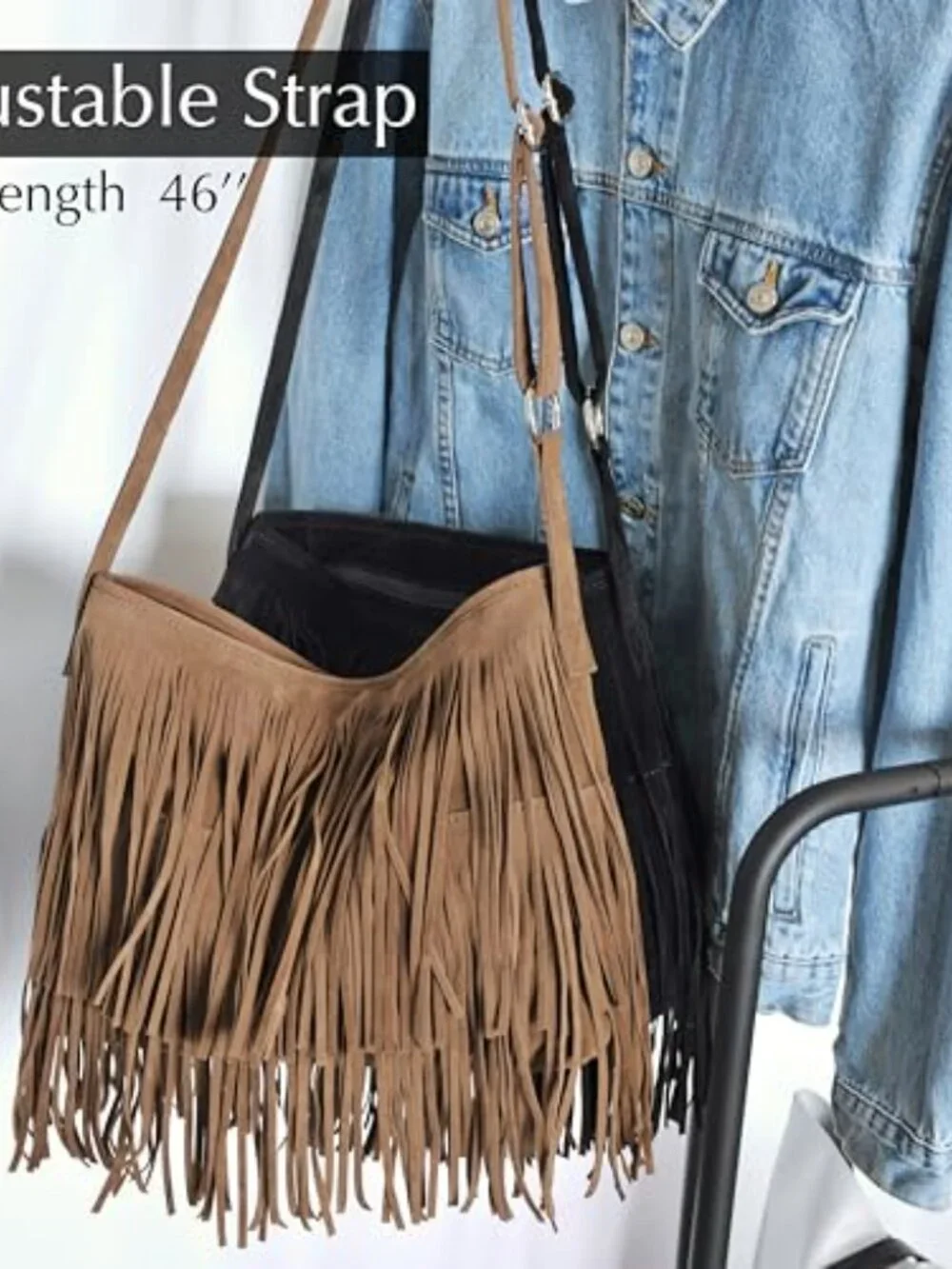 Tassel Faux Suede Leather Hobo Crossbody Shoulder Bag Sling Bag